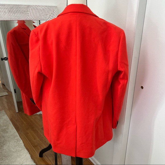 🌅 NWT French Connection Boyfriend Jacket, Adisa Sundae Oversized Blazer Red - Picture 8 of 12